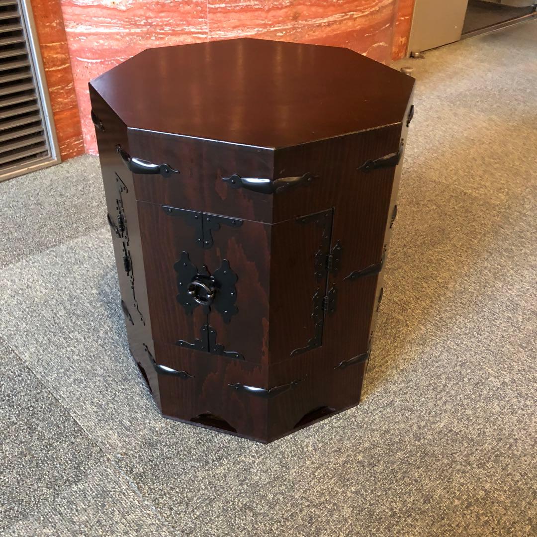 李朝 木 木工 時代物 八角箱 金具 李朝家具　収納箱韓国美術木製収納ボックス