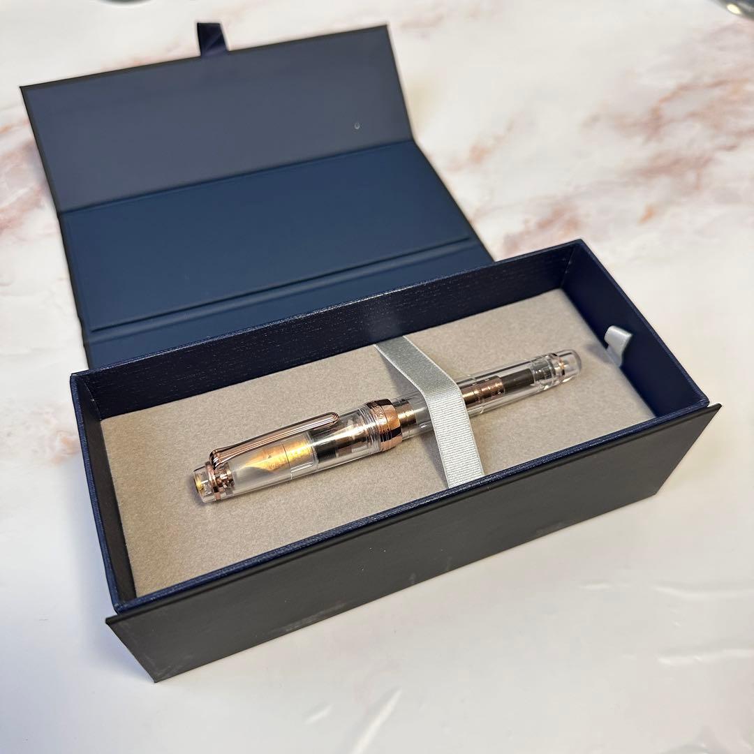 NAGASAWAオリジナル万年筆ギアスケ 【F】ピンクゴール スケルトン