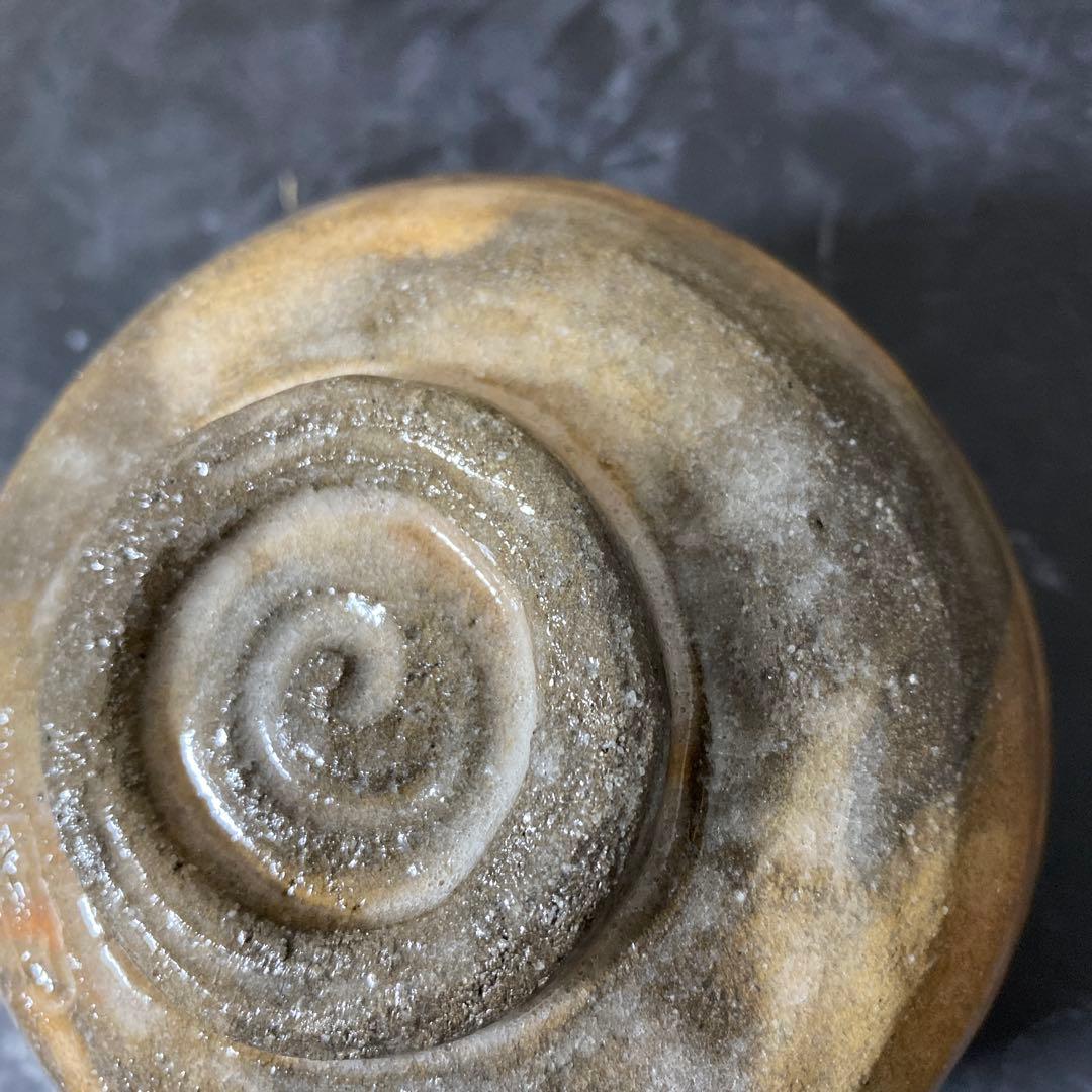 吉村重生（楽入）造　赤楽桜柄茶碗　共箱　栞付き　京焼　楽焼　赤茶碗　茶道具