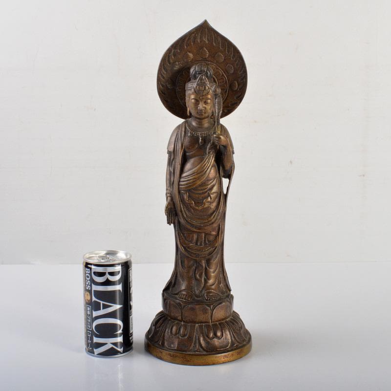 仏教美術　古銅　観音像　仏像　置物　重さ約1980g　V　5954