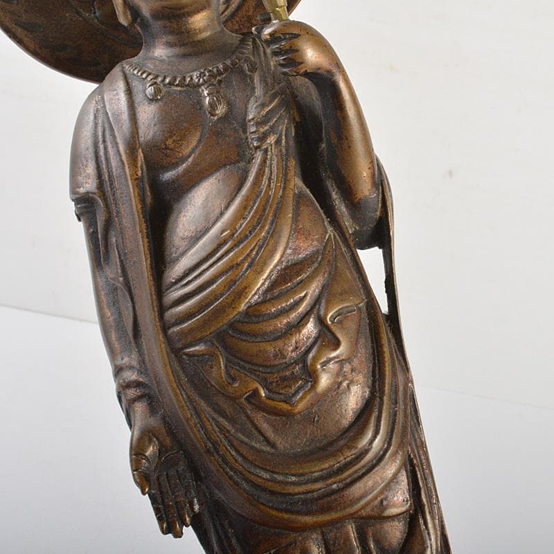 仏教美術　古銅　観音像　仏像　置物　重さ約1980g　V　5954