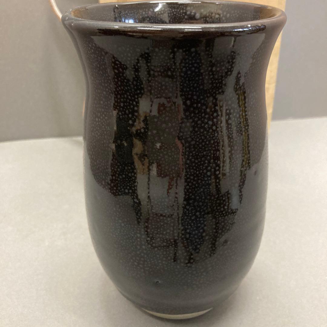 華道道具　花入　壺　油滴天目　加藤時蔵　作　S116AT