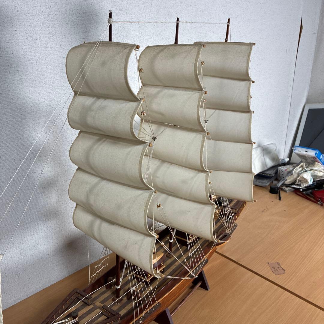 大型 木製 帆船模型 インテリア オブジェ 飾り船 自宅保管品