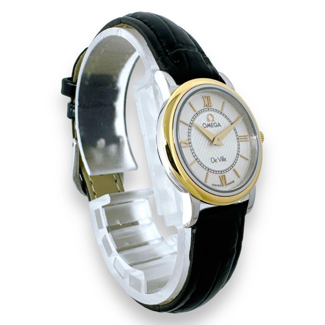 オメガ デビル プレステージ コンビ 革ベルト クオーツ レディース 時計 稼働