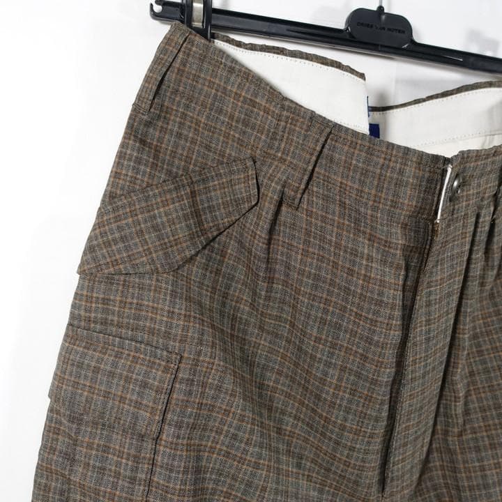 ★Yx★ジュンヤワタナベマン　茶系チェック地サルエルカーゴパンツ　JUNY