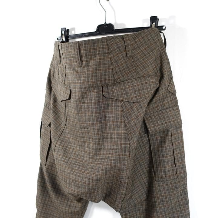★Yx★ジュンヤワタナベマン　茶系チェック地サルエルカーゴパンツ　JUNY