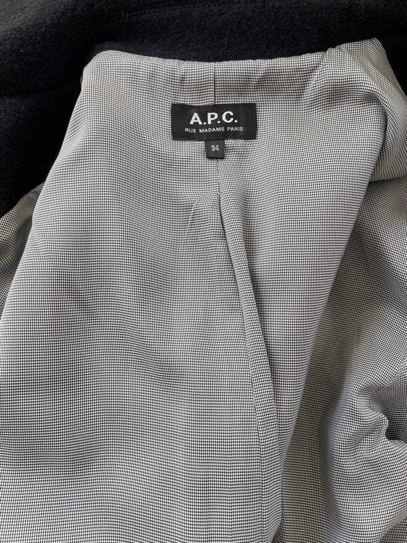 美品 A.P.C. 黒 チェスターコート 34 NINA