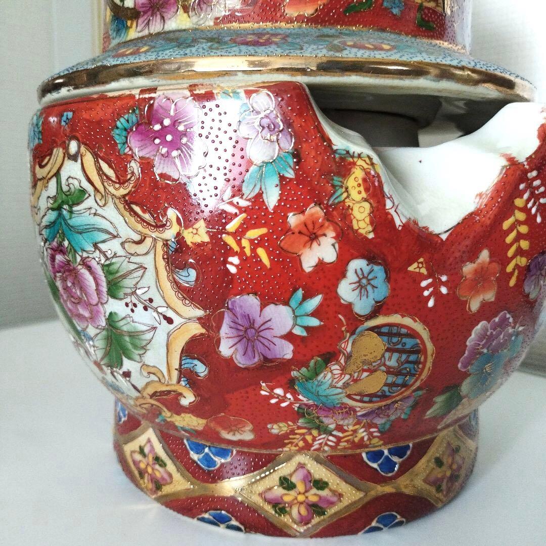 薩摩焼風　伝統工芸品　大和絵　沈香壺 沈降壺