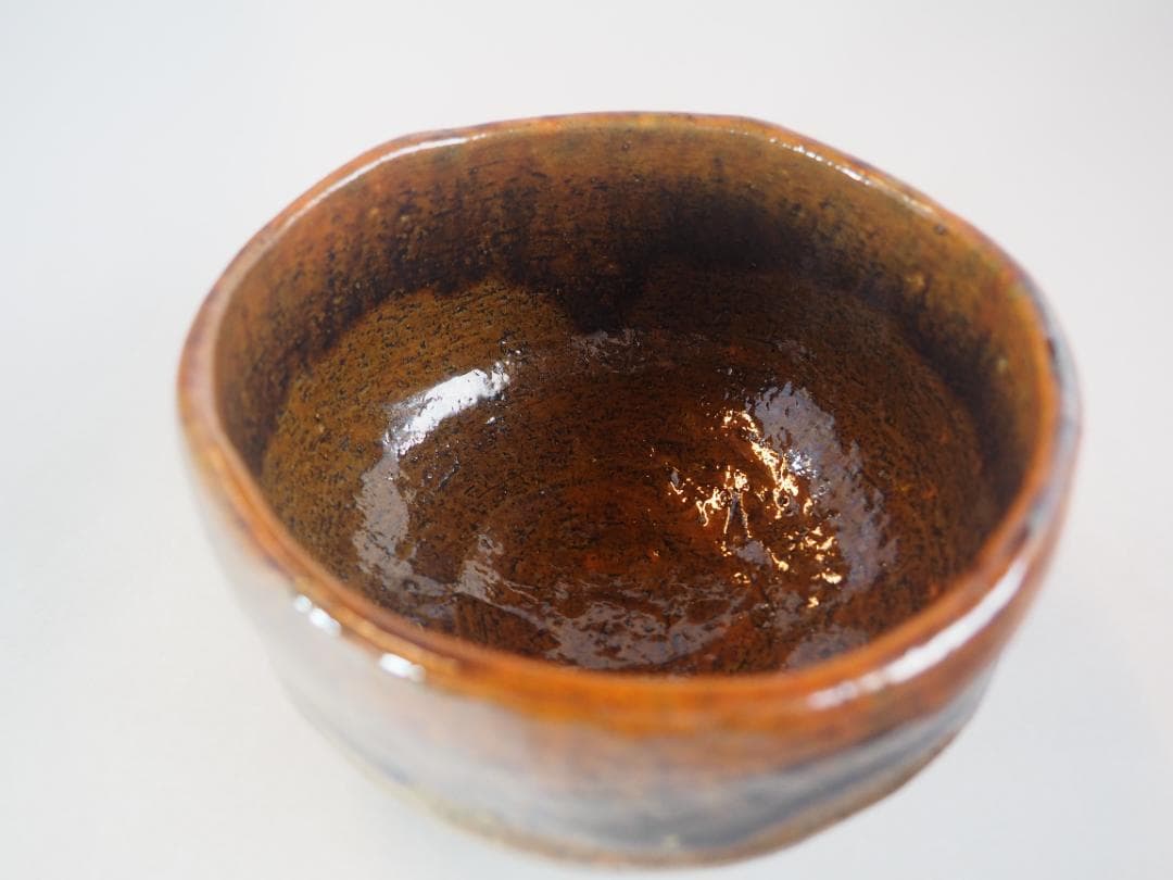 大樋長楽造　飴釉大樋茶碗