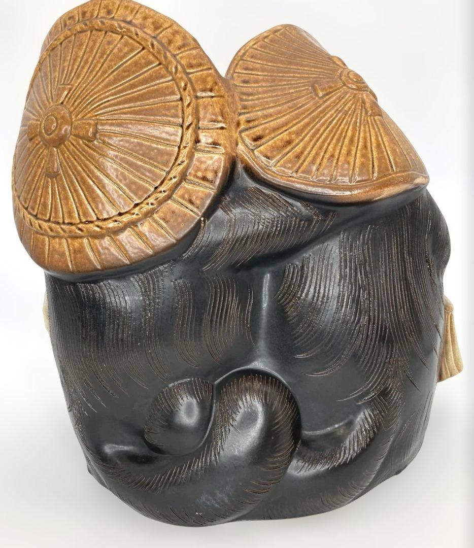 信楽焼 家族仲良しタヌキ /陶器 縁起物 たぬき 置物 未使用品