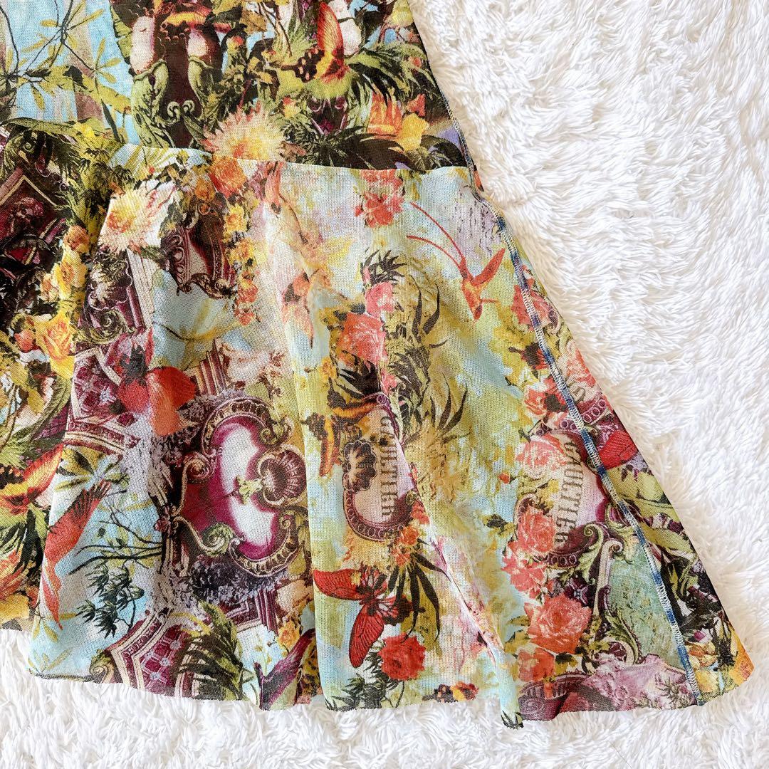 ジャンポールゴルチエ パワーネット アシンメトリースカート 楽園 トロピカル