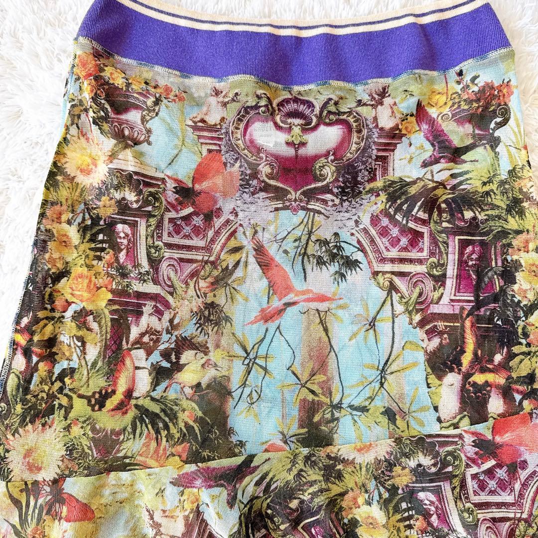 ジャンポールゴルチエ パワーネット アシンメトリースカート 楽園 トロピカル