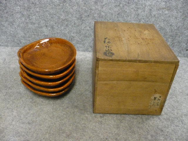 大樋焼貝形菓子皿5枚 [B31637]