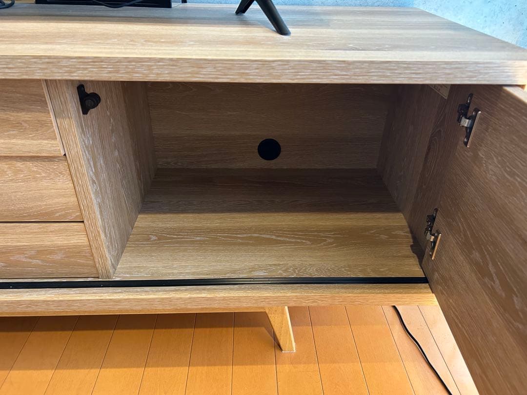 【極美品／大川家具】北欧テイスト/テレビボード/ナチュラル165cm