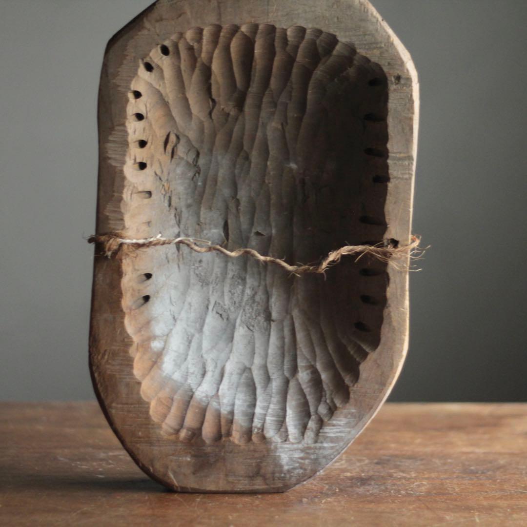 古い 木彫 面 おきな 民芸 古道具 アンティーク オブジェ