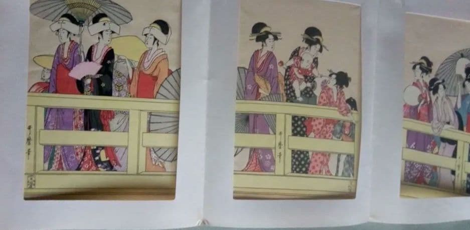 復刻木版画、昭和44年、歌麿4枚、国芳、国貞、広重、英泉、英山、栄之、計10作品