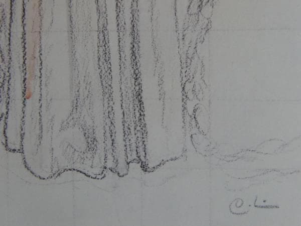 カール・ラーション、花輪を捧げる少女、希少画集画、新品額装付