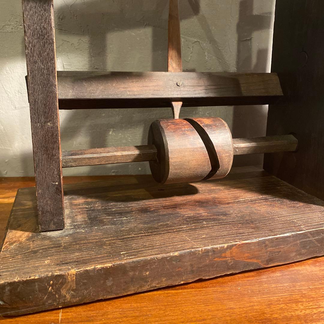 時代物 木製 手動糸巻き機 骨董品 古道具 動作品 アンティーク 古民家