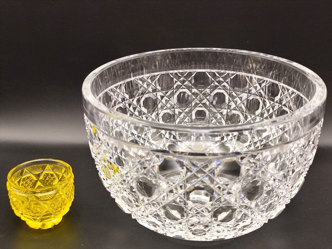 超希少品☆カガミクリスタル 大鉢 八角籠目紋（切子、江戸切子、薩摩切子）