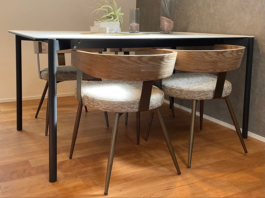 大理石風ダイニングテーブルセット　ダイニングチェア4脚　藤栄　GART ガルト