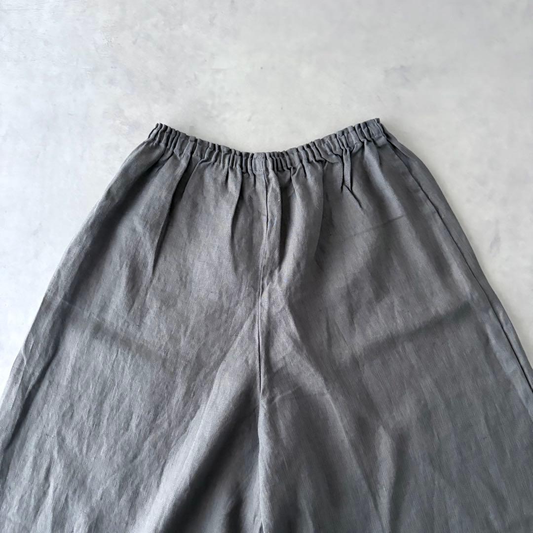 新品　フォグリネンワーク　麻100%　ガウチョパンツ　ワイド　ひざ下丈