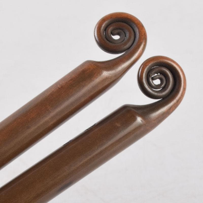 茶道具　御釜師　山口浄雄作　銅製　円能斎好　渦頭火箸　共箱　V　8572