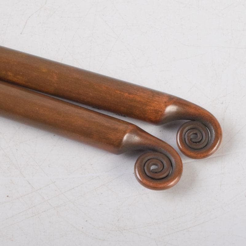 茶道具　御釜師　山口浄雄作　銅製　円能斎好　渦頭火箸　共箱　V　8572