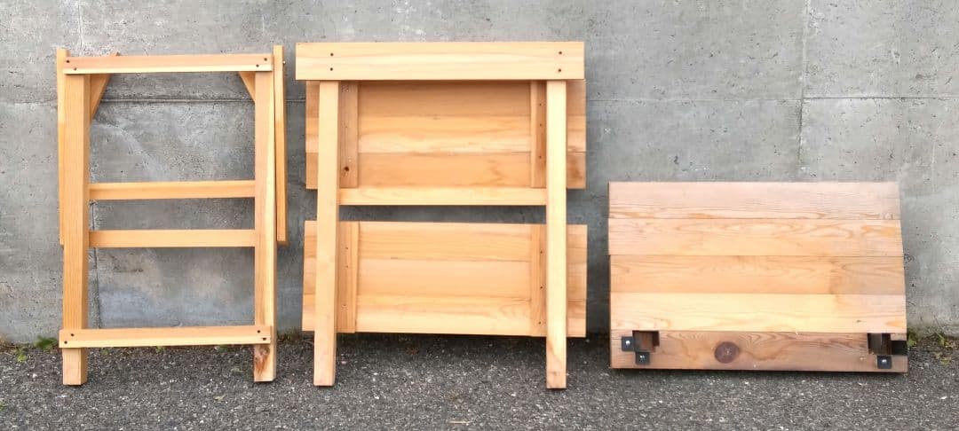 イベント用・木製3分割式販売台キャスター付きシェルフ