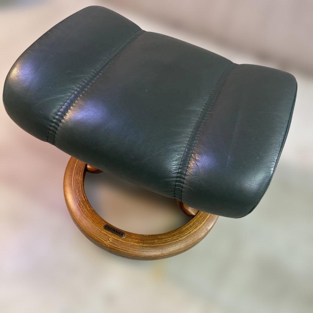 EKORNES エコーネス ダークグリーン レザー オットマン
