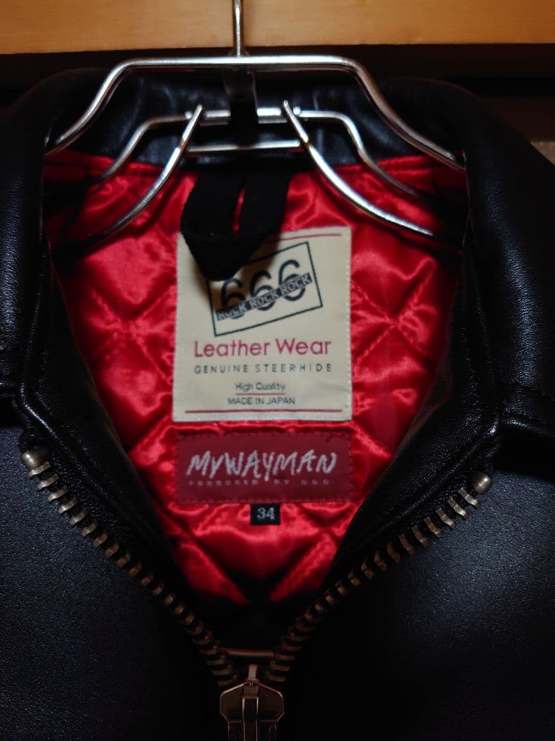 666 MYWAYMAN シングルライダースジャケット 34 現行タグ　良品