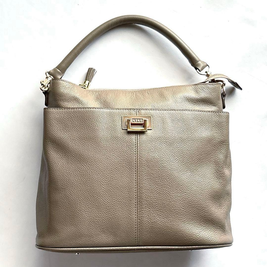 【美品】ATAO アタオ ニューウィークエンド バッグ トープ 牛革 レザー