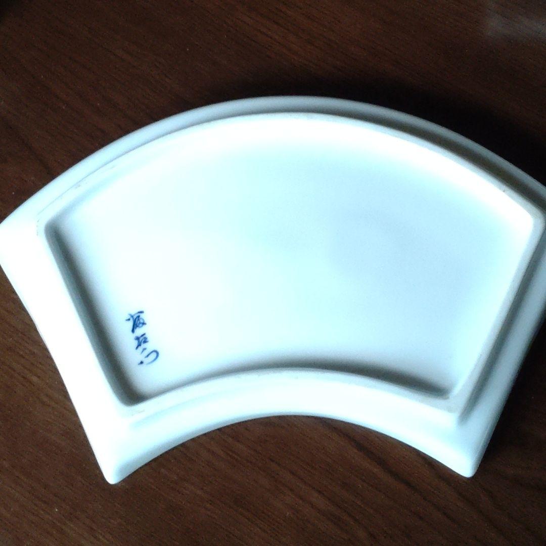 有田焼　金彩和蘭図扇型盛り皿　五客揃い