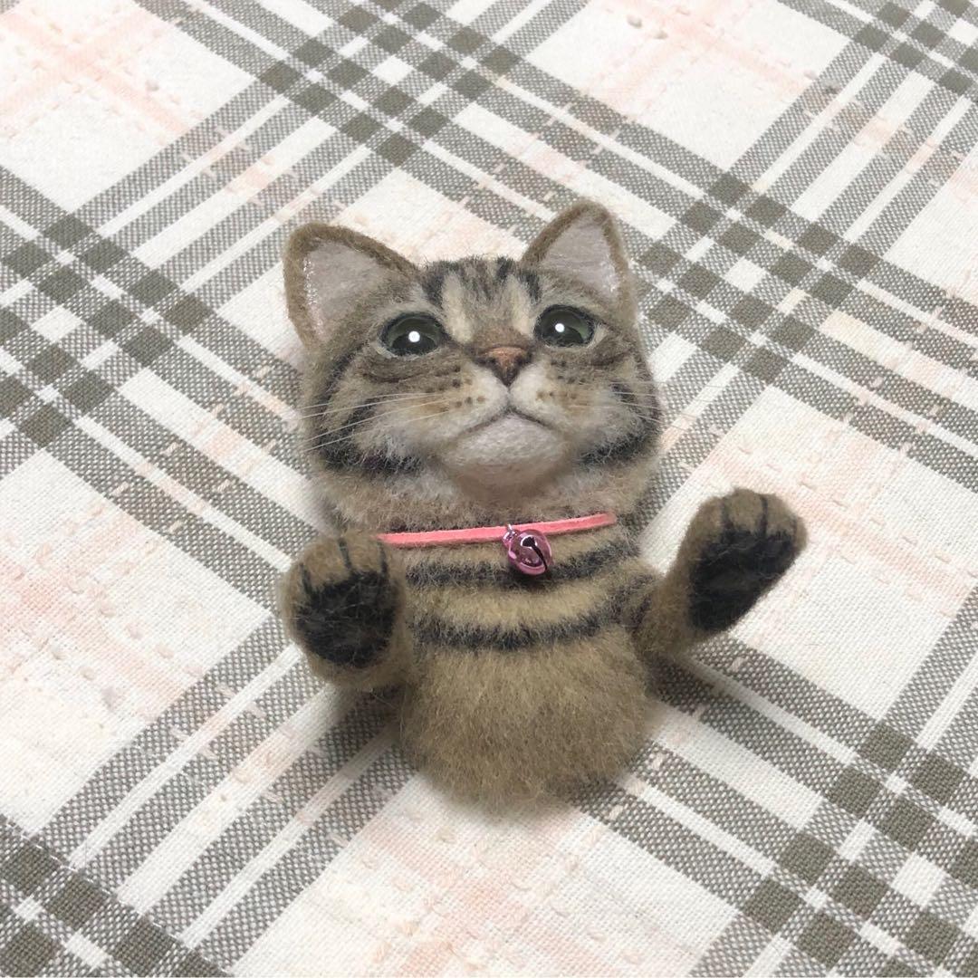 羊毛フェルト 猫 ハンドメイド 夏