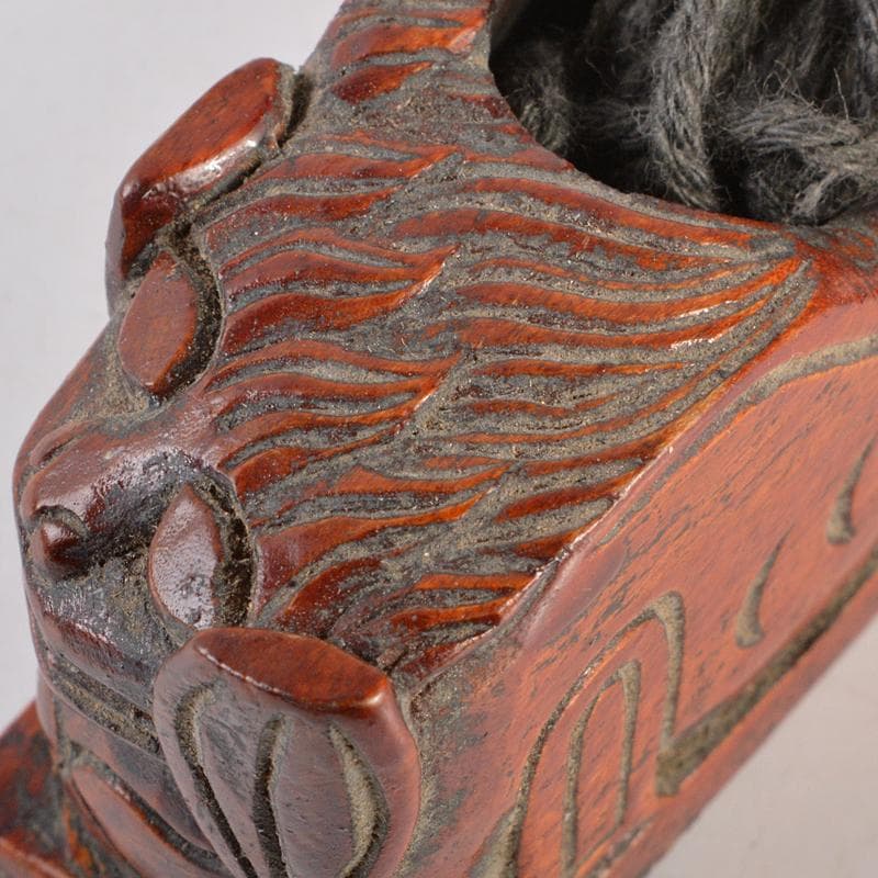 朝鮮美術　李朝　木彫　神獣刻　墨壷　V　R7245