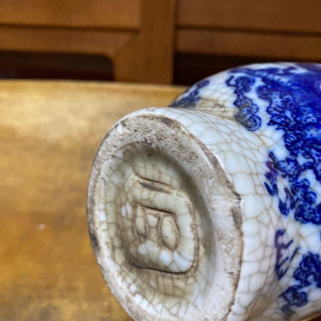 中国唐獅子親子図花瓶