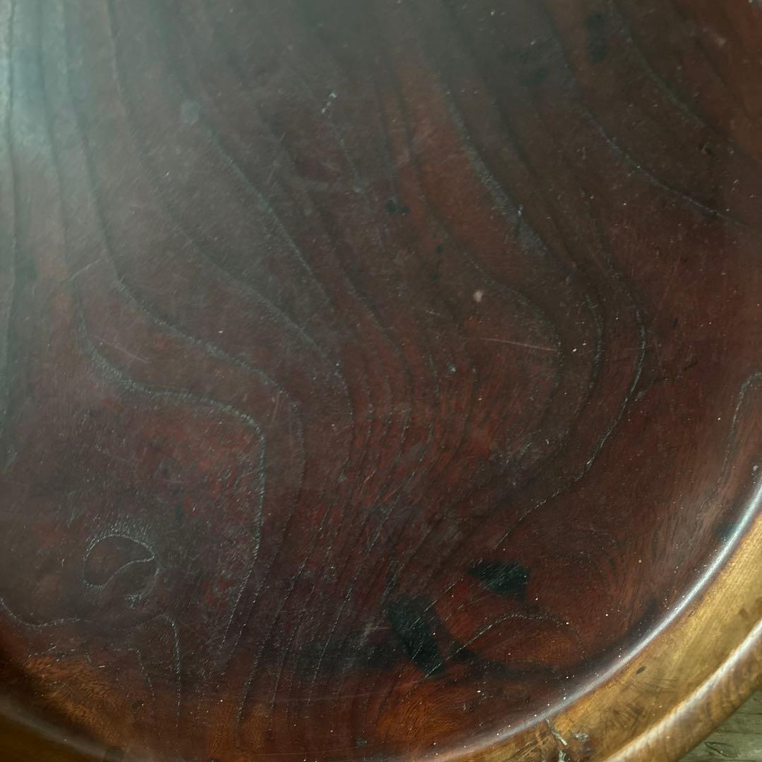 味の良い丸盆　その11 丸盆　くりぬき盆　木地盆　アンティーク　古道具検:李朝