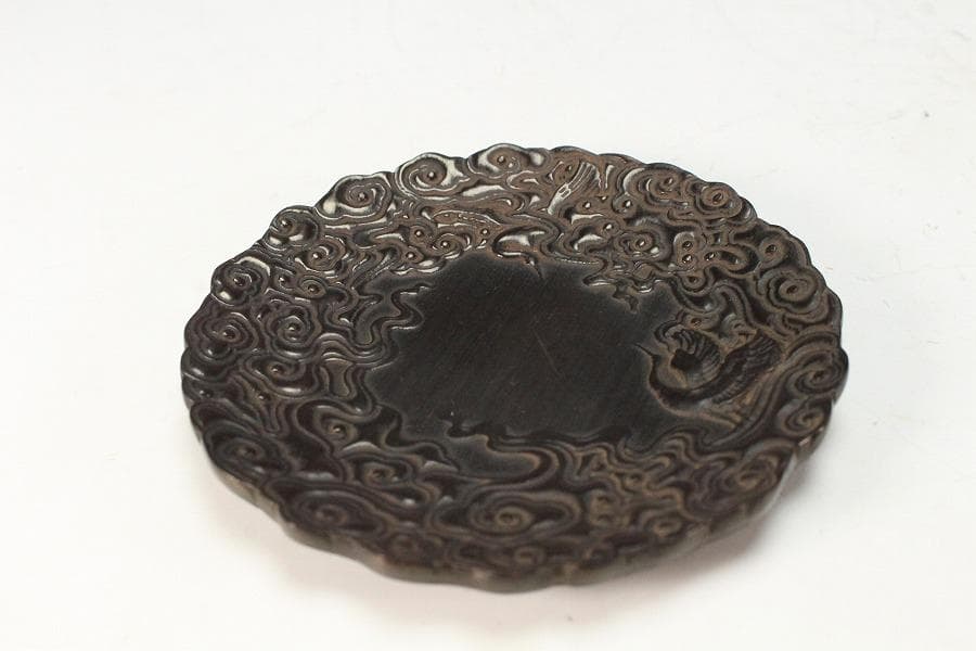 紫檀 雲鶴 細密彫刻 小皿 五枚(K-A719)