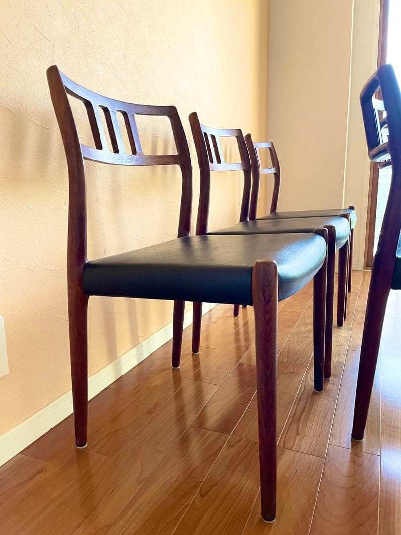 ダイニングチェア4脚デンマークニールス・モラー チーク材 椅子　大塚家具リペア②