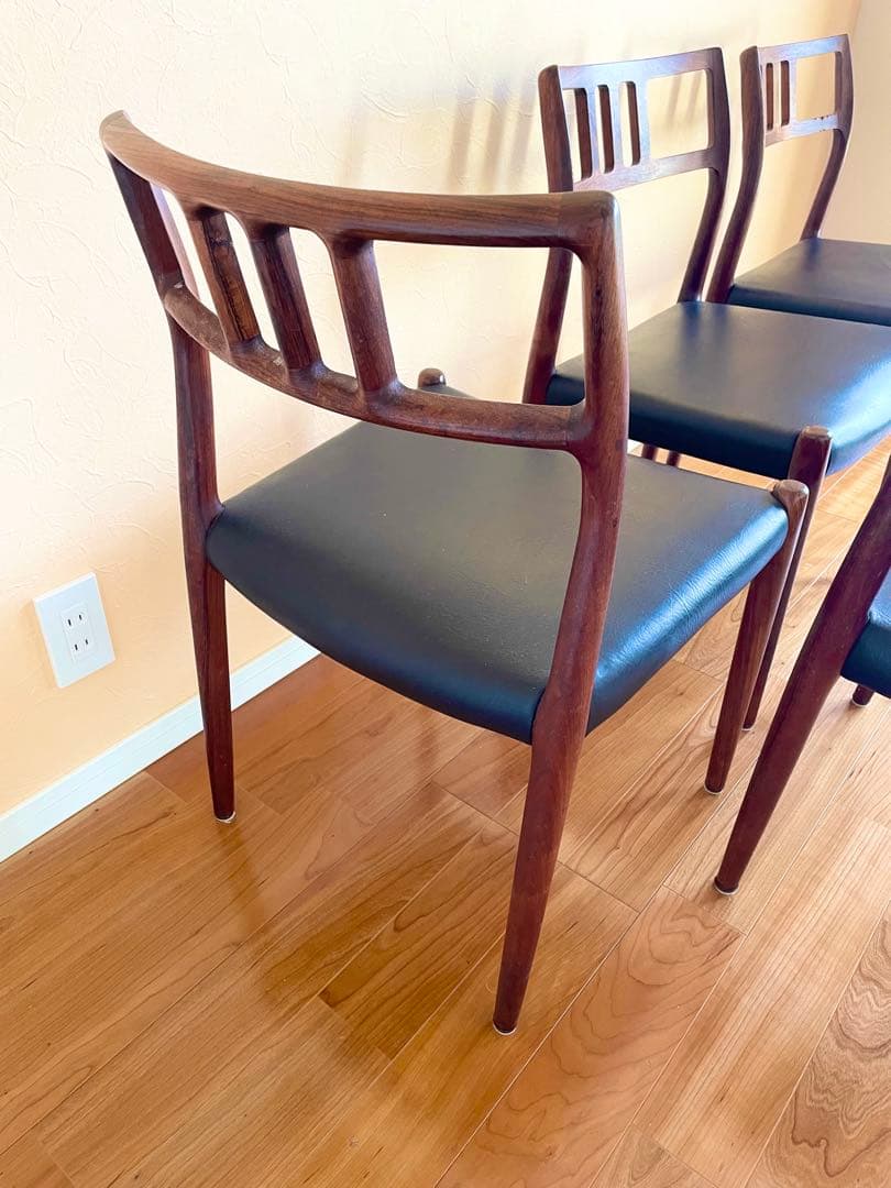 ダイニングチェア4脚デンマークニールス・モラー チーク材 椅子　大塚家具リペア②