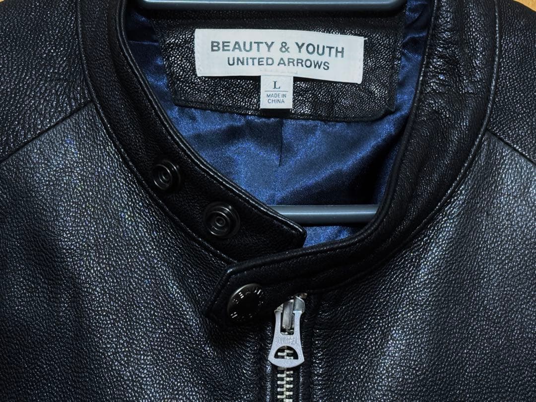 BEAUTY & YOUTH ブラック　レザー　ライダース L used ヤギ革