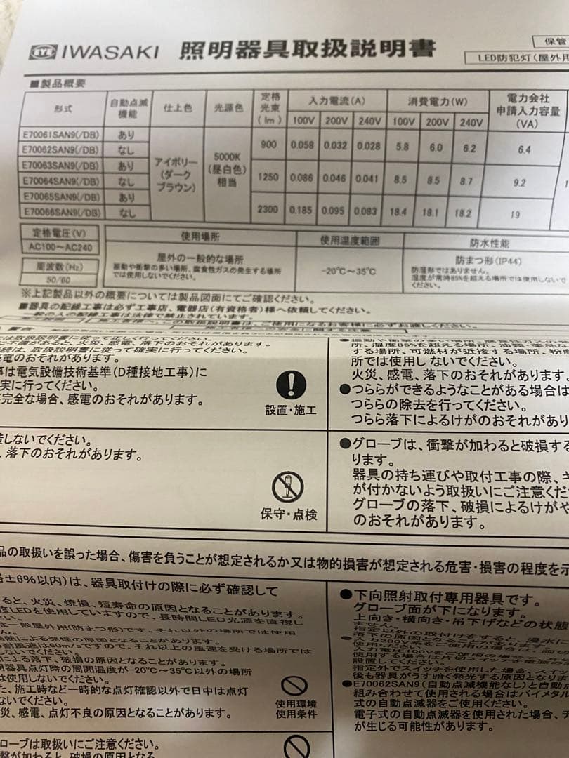 岩崎電気　LED防犯灯