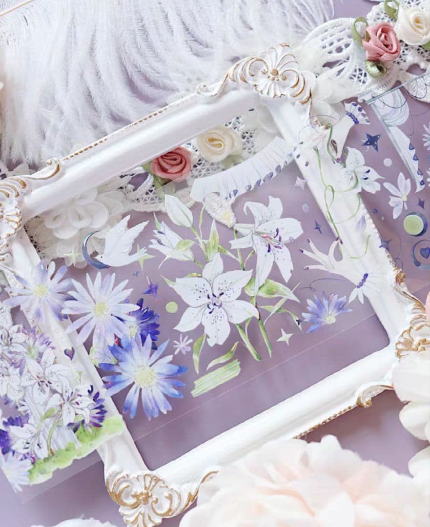 巻売 571★ 海外 マスキングテープ マステ PET 装飾 花 神殿 贝壳光