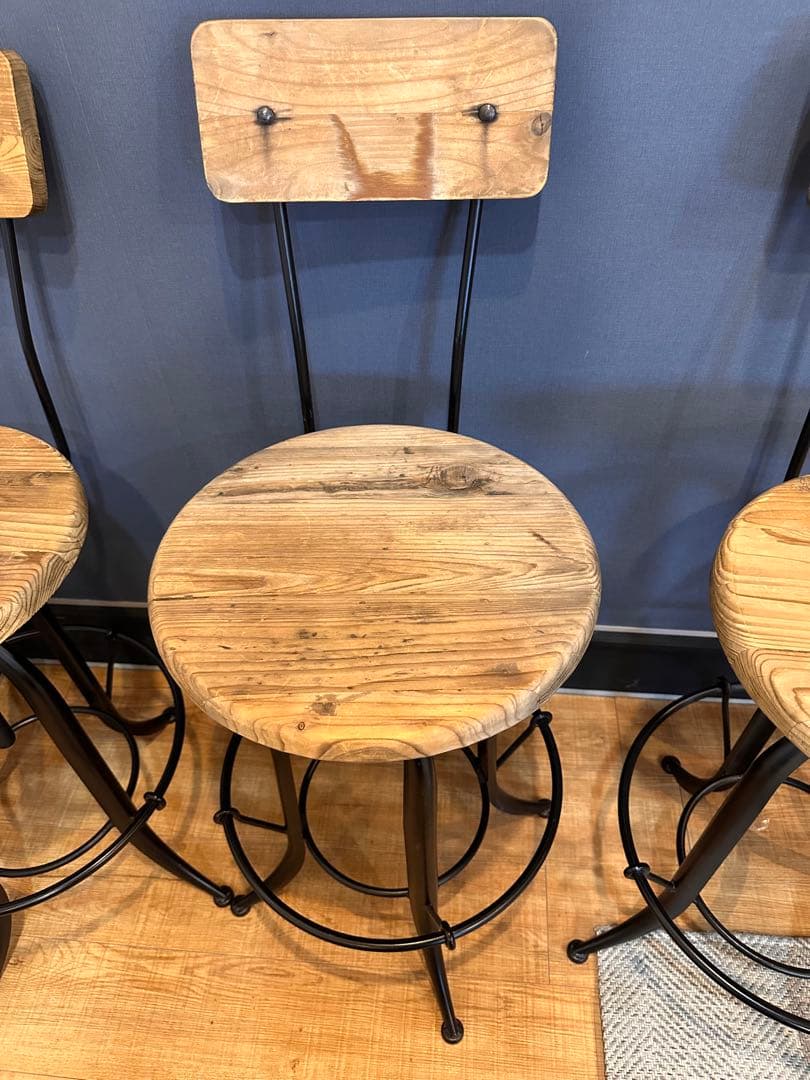 インダストリアルスタイル バースツール 4脚セット　カウンターチェアー