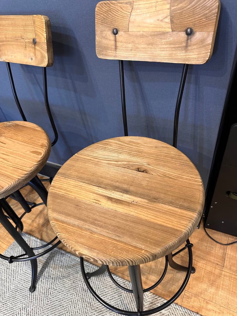 インダストリアルスタイル バースツール 4脚セット　カウンターチェアー