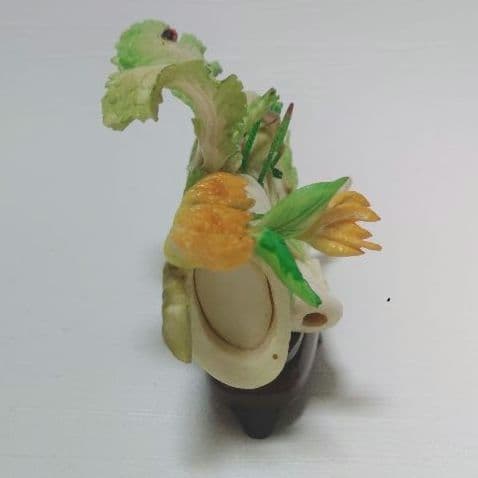 竹と白菜とバッタの彫刻　牛骨製　飛蝗　置物　中国美術　ミ10