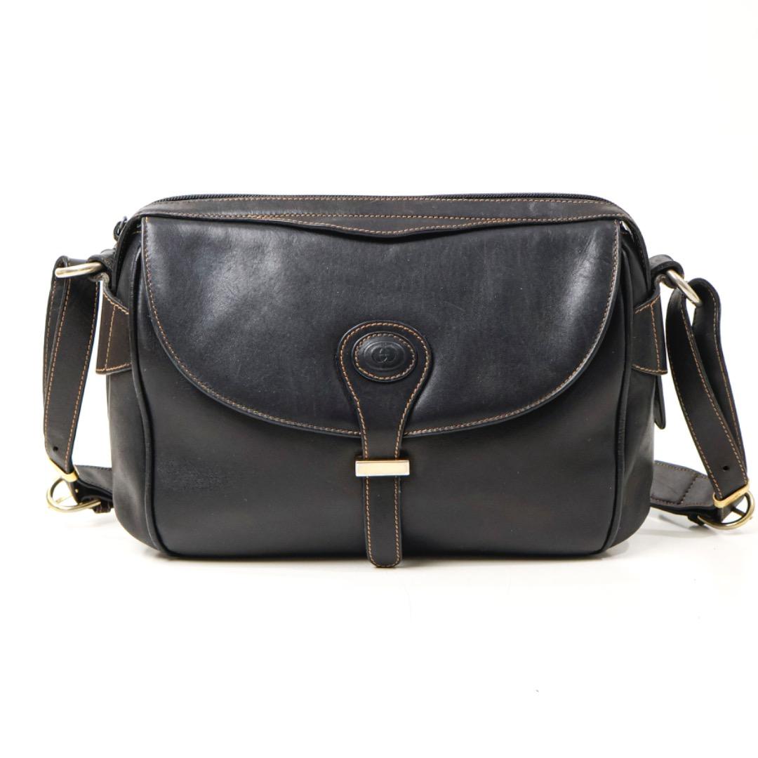 H5110-7◾️オールドグッチ　レザーショルダーバッグ Y2K