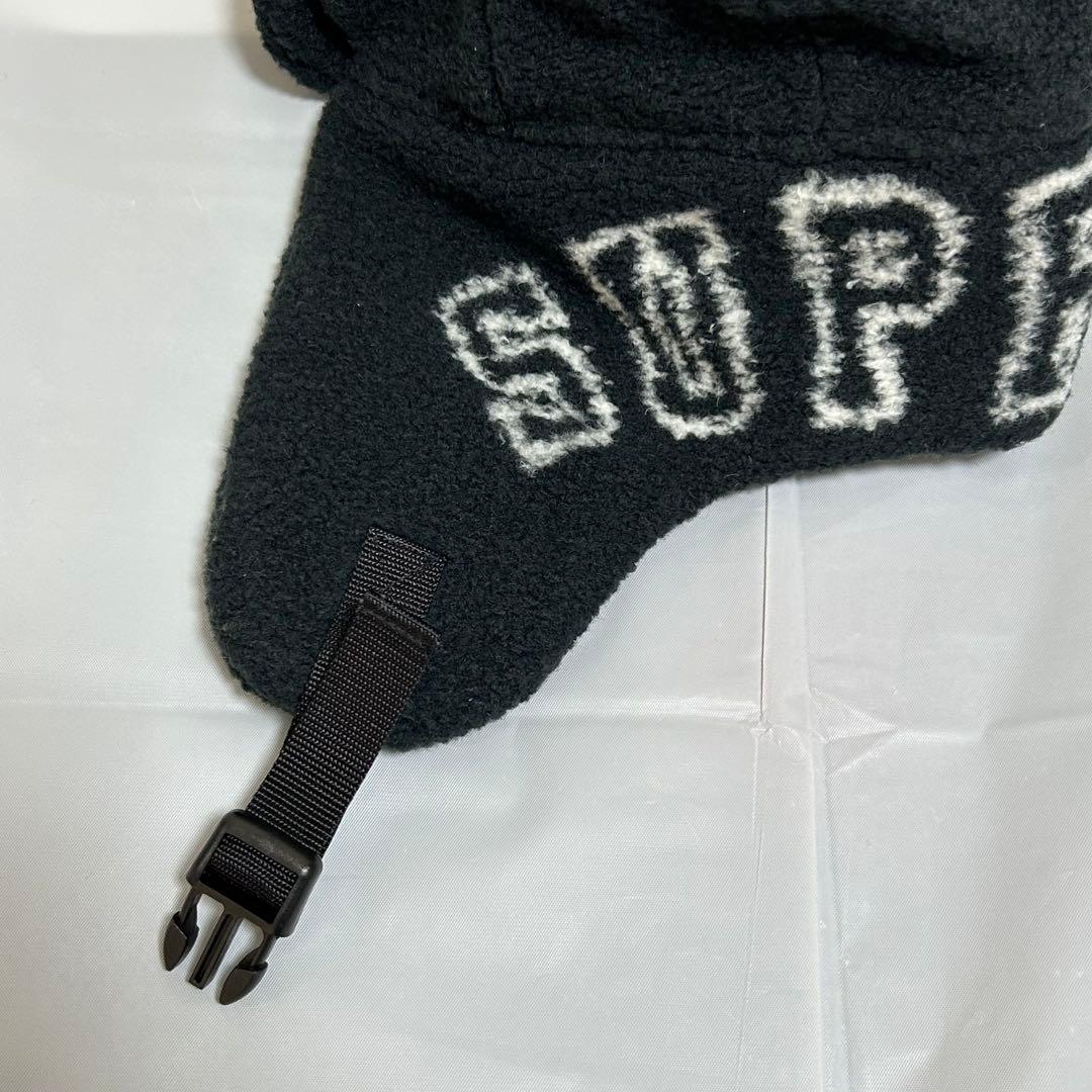 【ロマン 】フリースフライトキャップブラック　美品　耳当て部に大きなロゴ