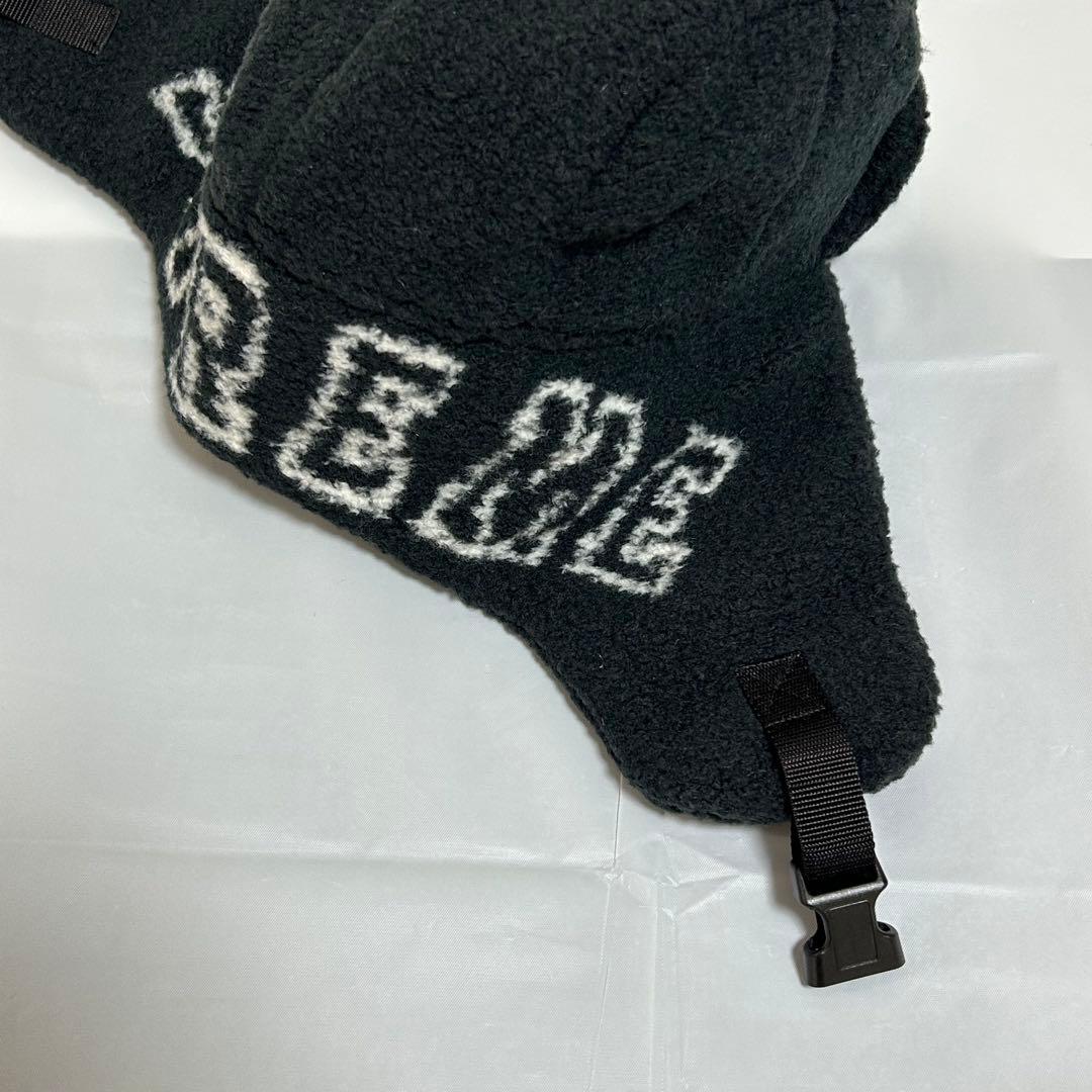 【ロマン 】フリースフライトキャップブラック　美品　耳当て部に大きなロゴ