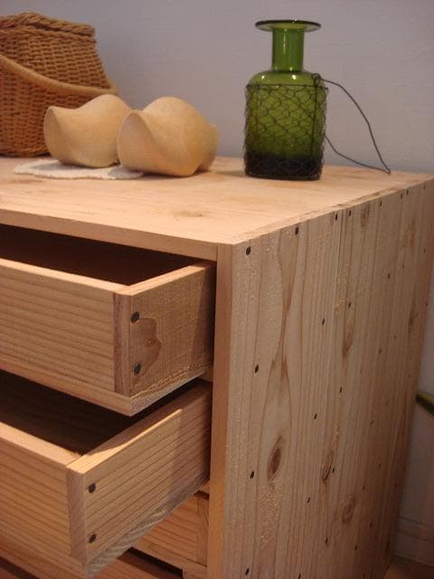 ★送料無料★サイズ変更可能A2丸穴7段引き出し/無垢材木製書類ケースオーダー可能