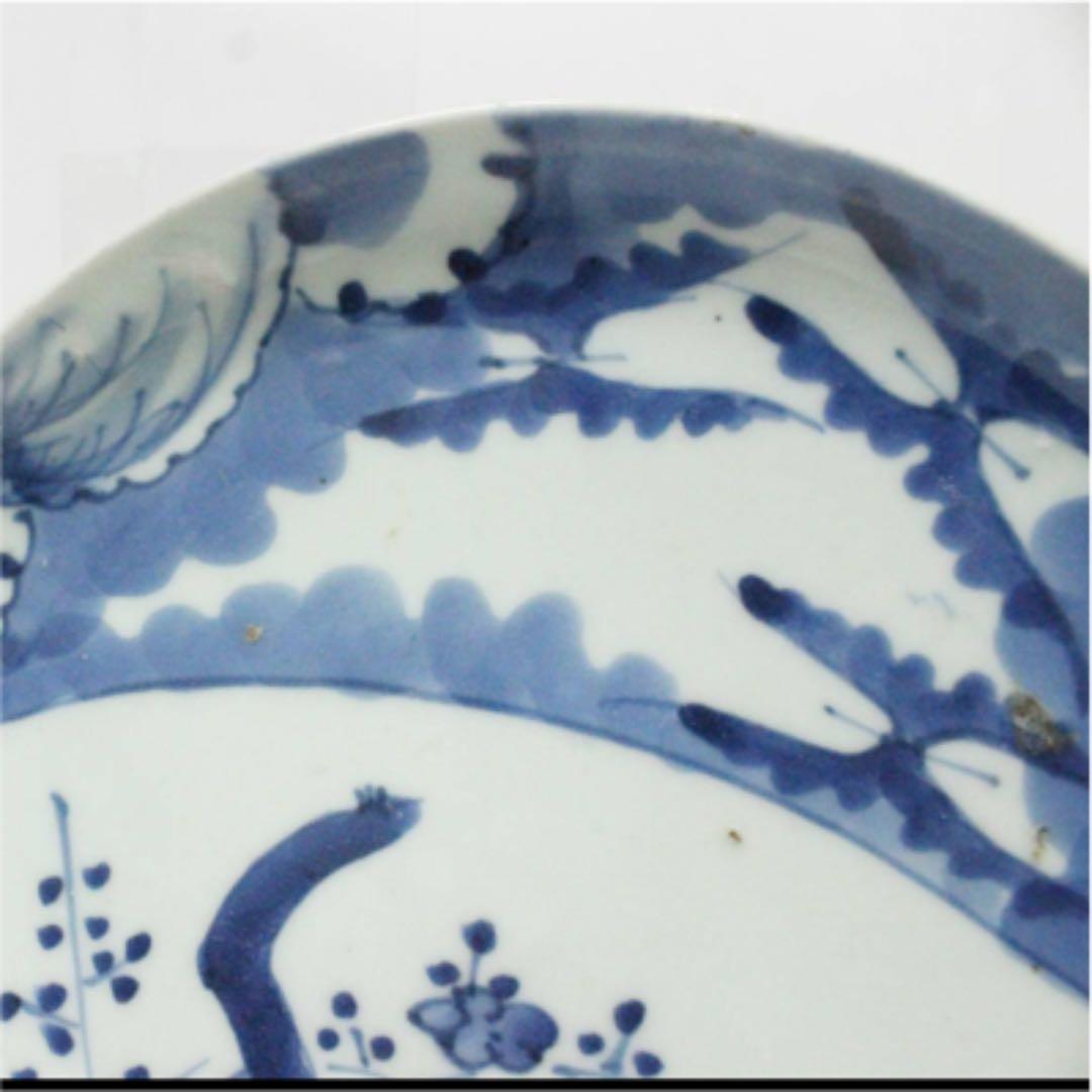 染付扇梅文皿 江戸前期 古伊万里